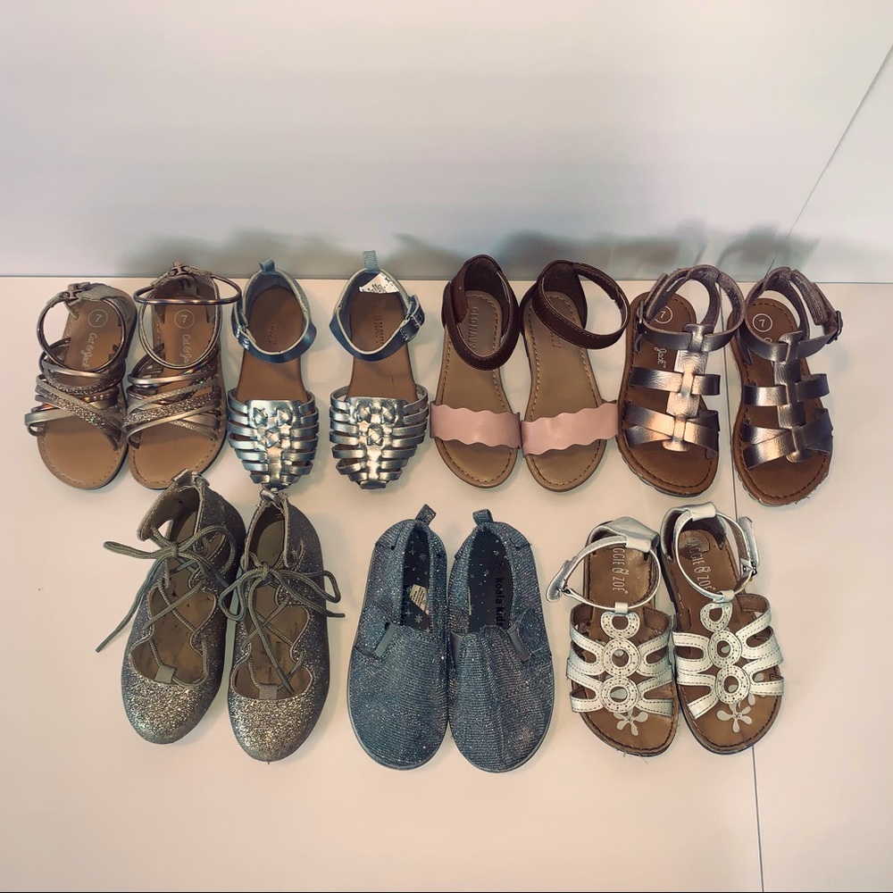 Huge Lot 7 Pair Toddler Girls Shoes Size 7